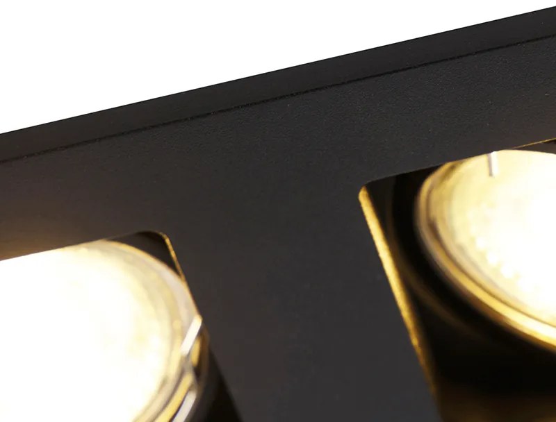 Foco embutido preto retangular 2 luzes - Qure Moderno