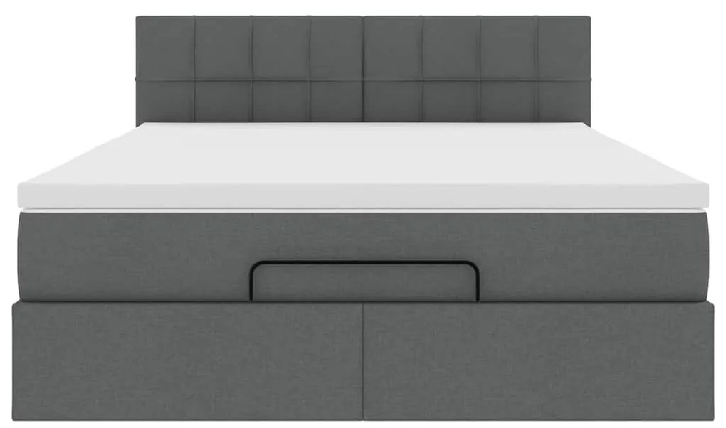 Cama otomana com colchão 140x190 cm tecido cinzento escuro