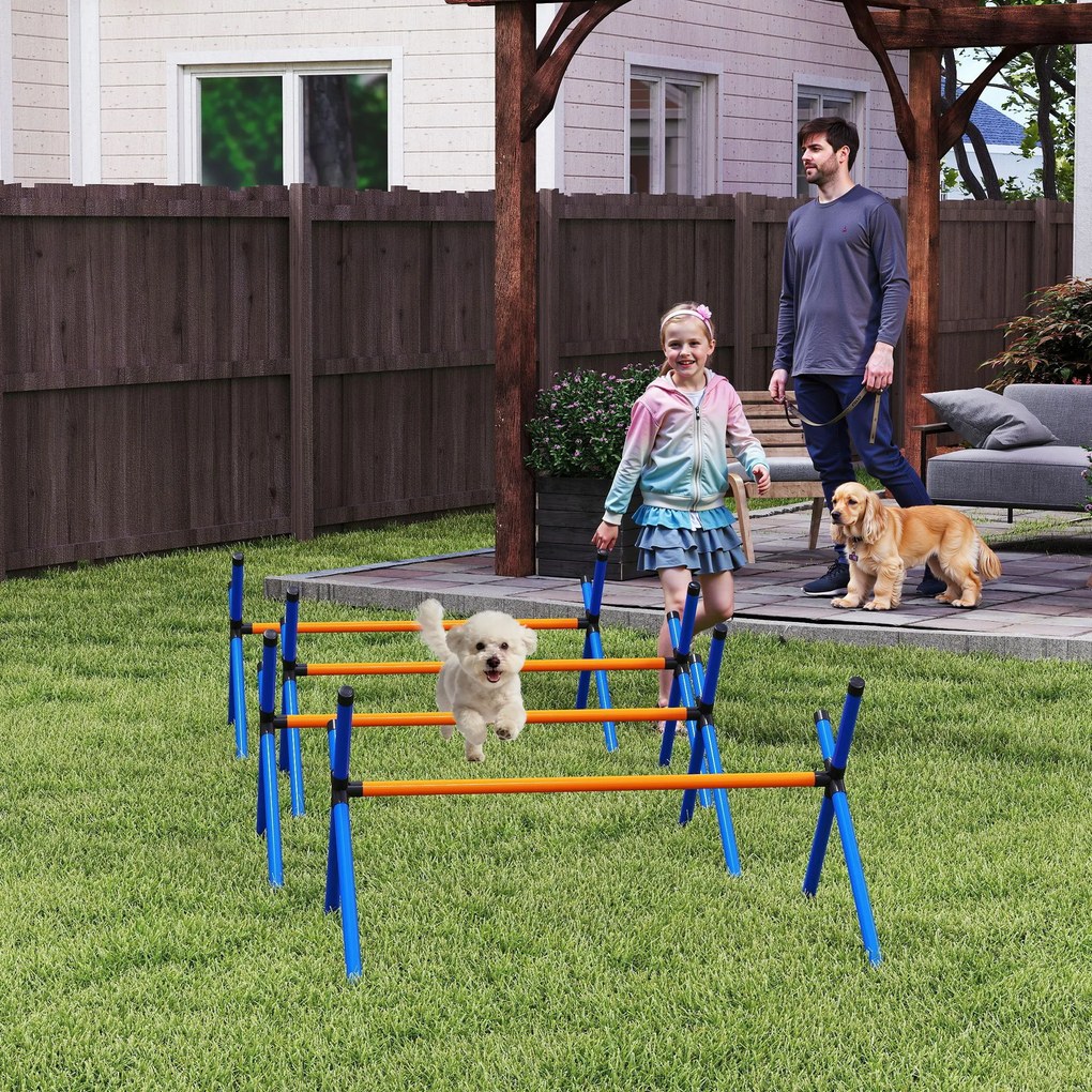 Conjunto de equipamento de agilidade para cães, conjunto de agilidade portátil para cães com altura ajustável, saco de transporte, laranja