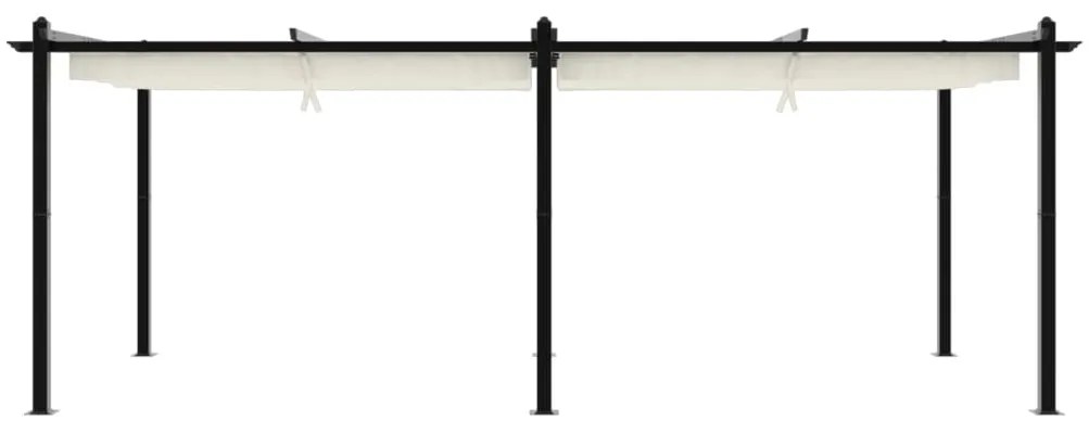 Gazebo de jardim com teto retrátil 3x6 m alumínio creme