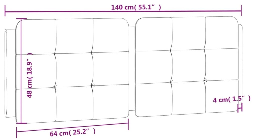 Almofadão de cabeceira 140 cm couro artificial castanho