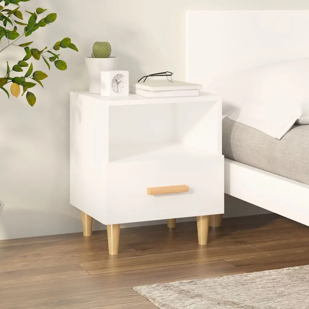 vidaXL Mesa de cabeceira 40x35x47 cm branco