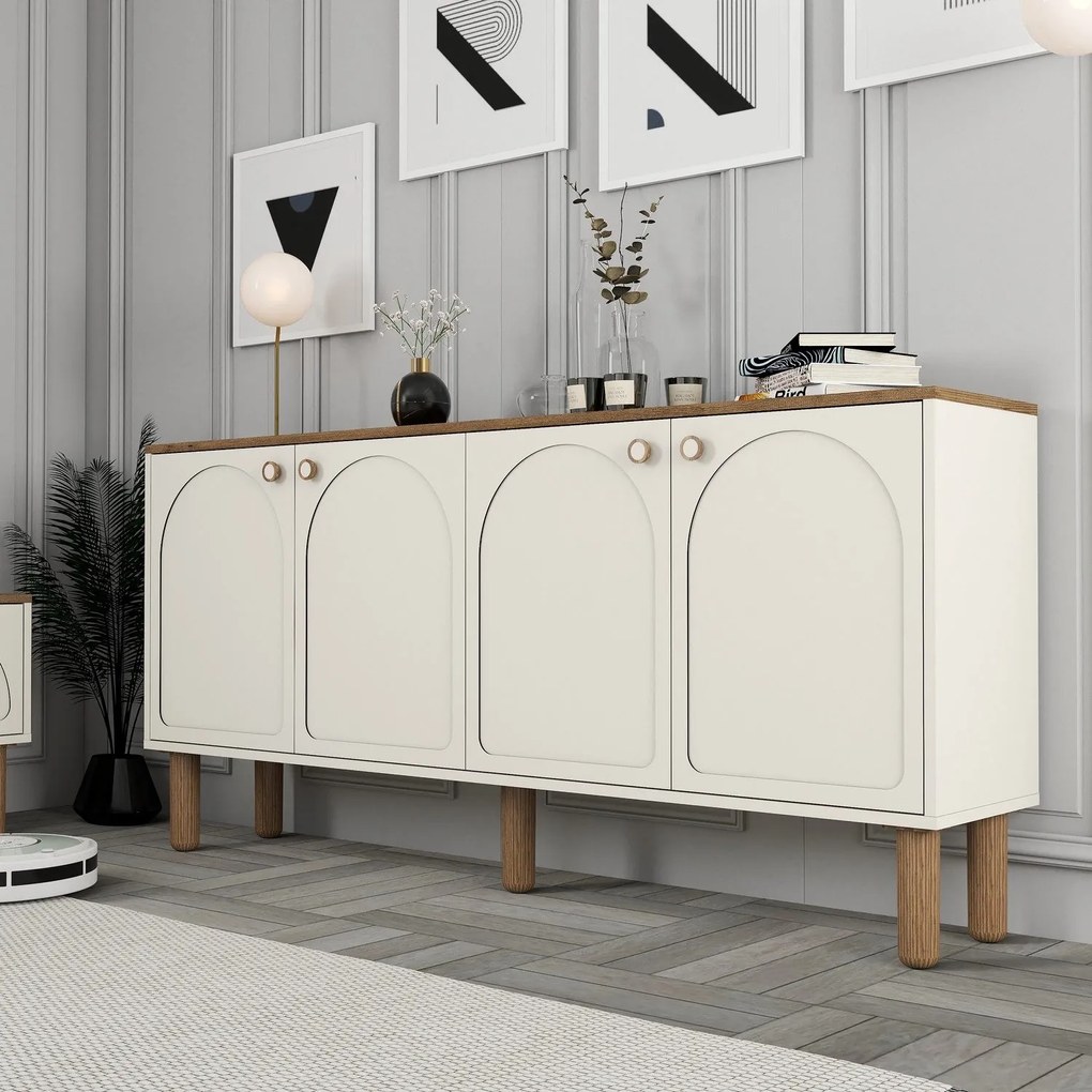 Aparador "Bianco" - Creme - 180x84x35cm - Design Moderno