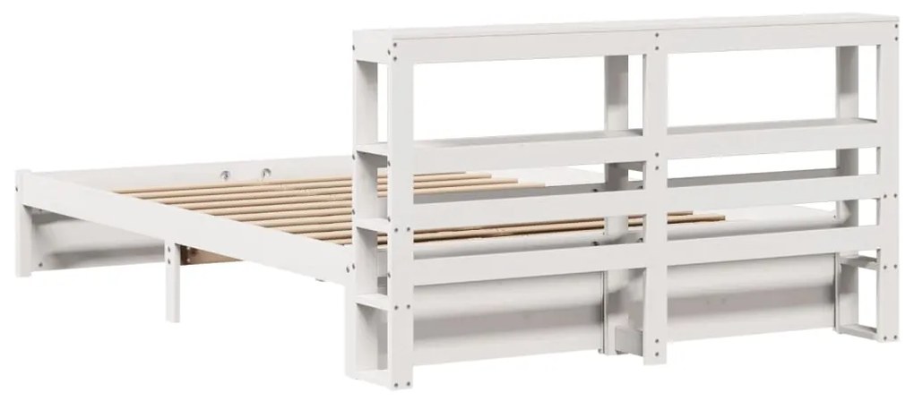 Estrutura de cama c/ cabeceira 150x200 cm pinho maciço branco