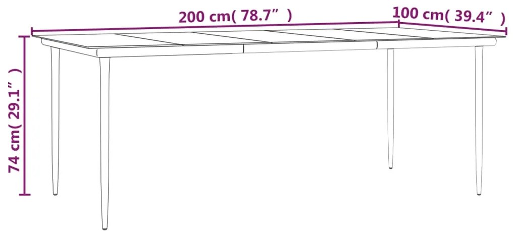 9 pcs conjunto de jantar p/ jardim vime PE e aço