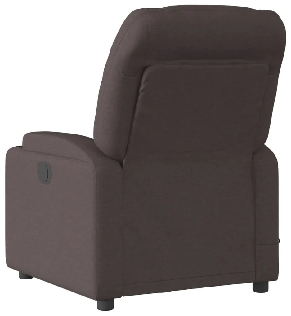 Poltrona de massagens reclinável tecido castanho-escuro