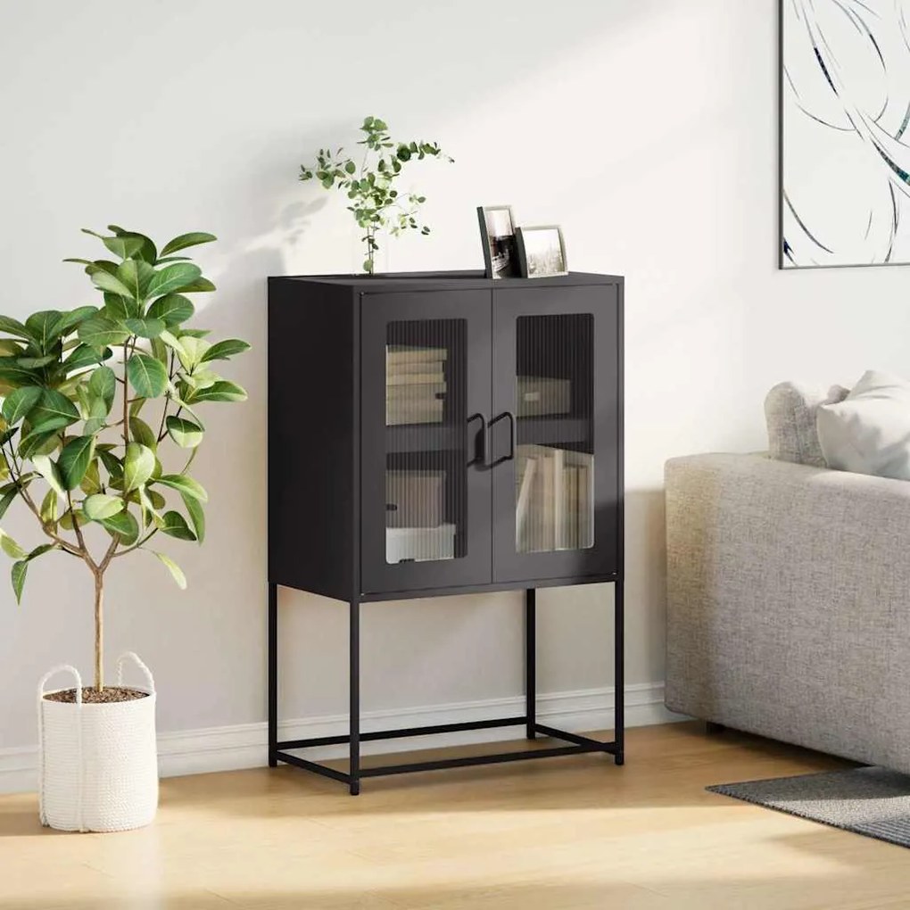 Aparador alto 68x39x107 cm aço preto
