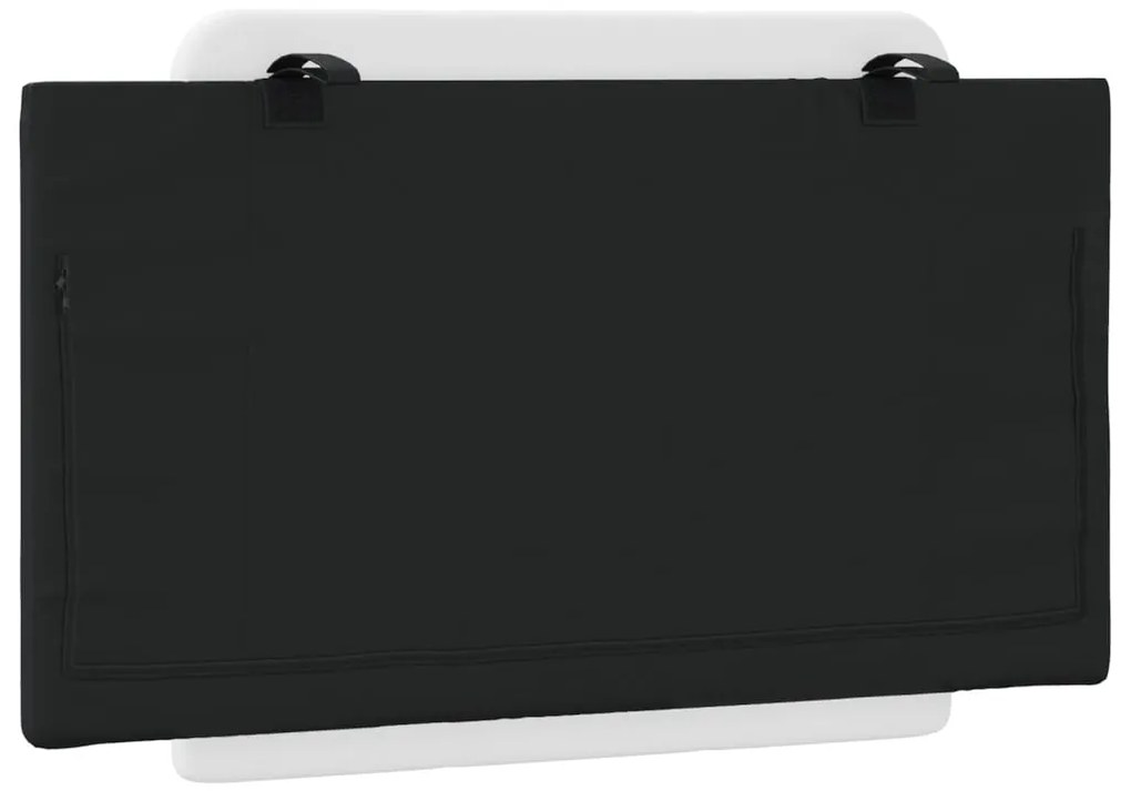 Almofadão de cabeceira 80 cm couro artificial preto e branco