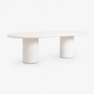 Mesa De Jantar Oval 260x110 Cm Em Cimento Aurean Branco - Sklum