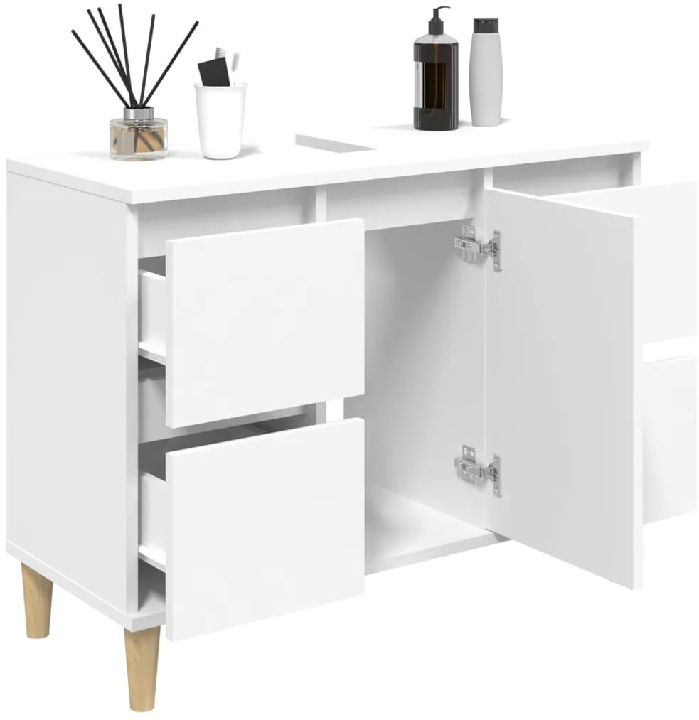 Armário de lavatório 80x33x60 cm derivados de madeira branco