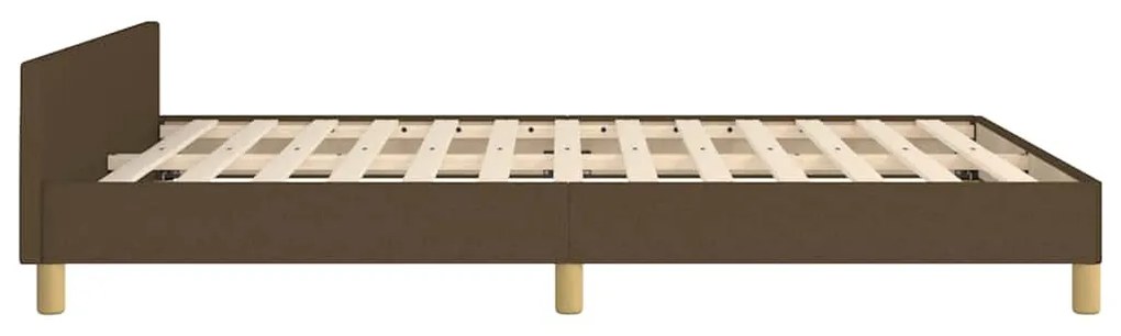 Estrutura de cama sem colchão 140x190 cm tecido castanho-escuro