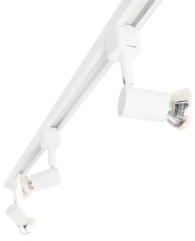 Sistema de calhas moderno com 3 focos monofásicos branco - Jeany Moderno