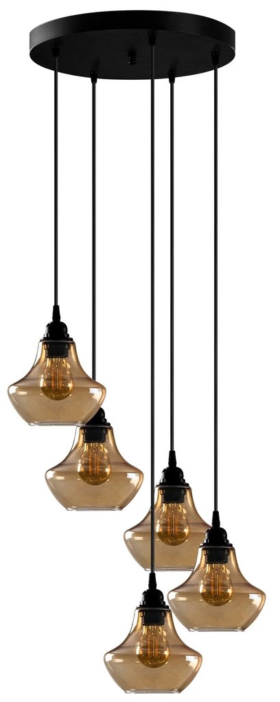 Candeeiro de Teto Chandelier Gold – Dourado e Preto – 51 x 51 cm