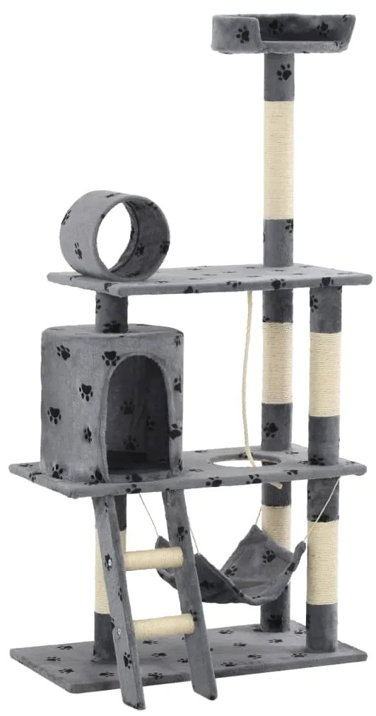 Árvore para gatos c/postes arranhadores sisal 140 cm cinzento