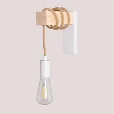 Aplique De Parede Em Ferro Tina Branco- Madeira Natural - Sklum