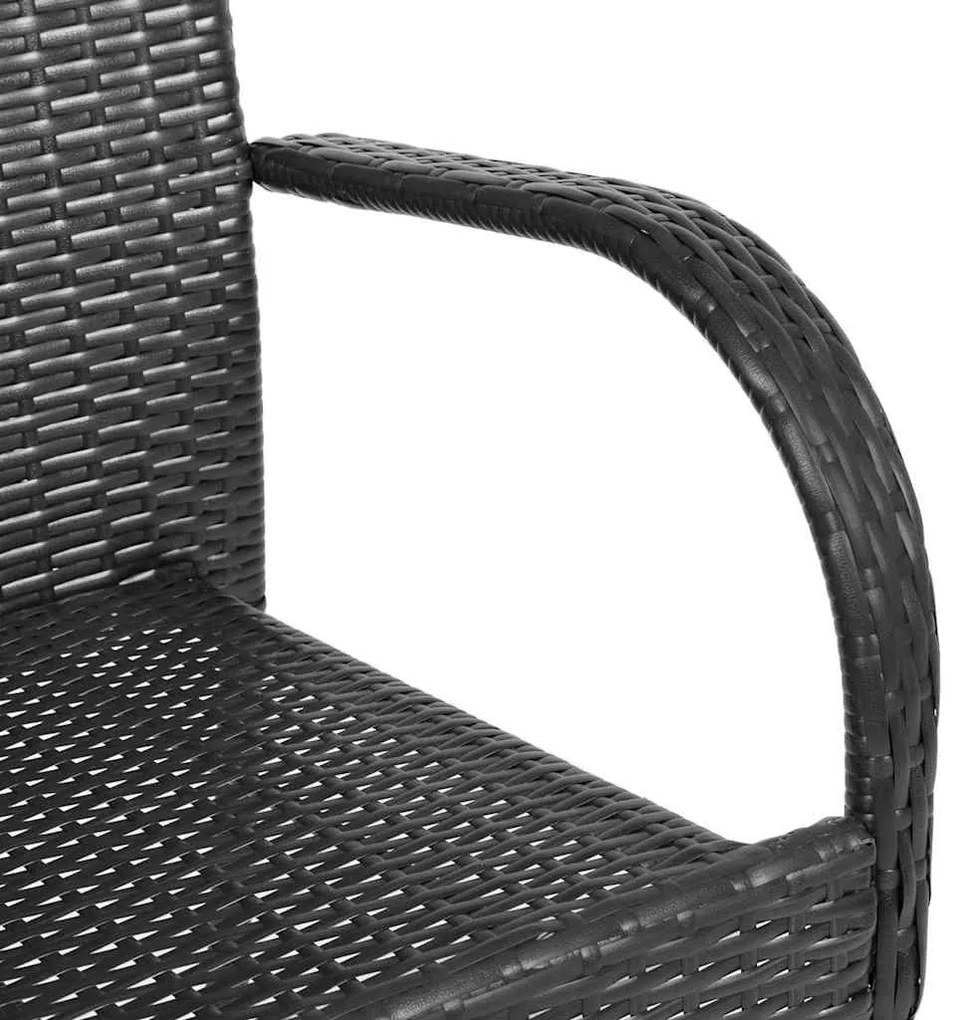 Cadeiras de exterior empilháveis 4 pcs vime PE preto