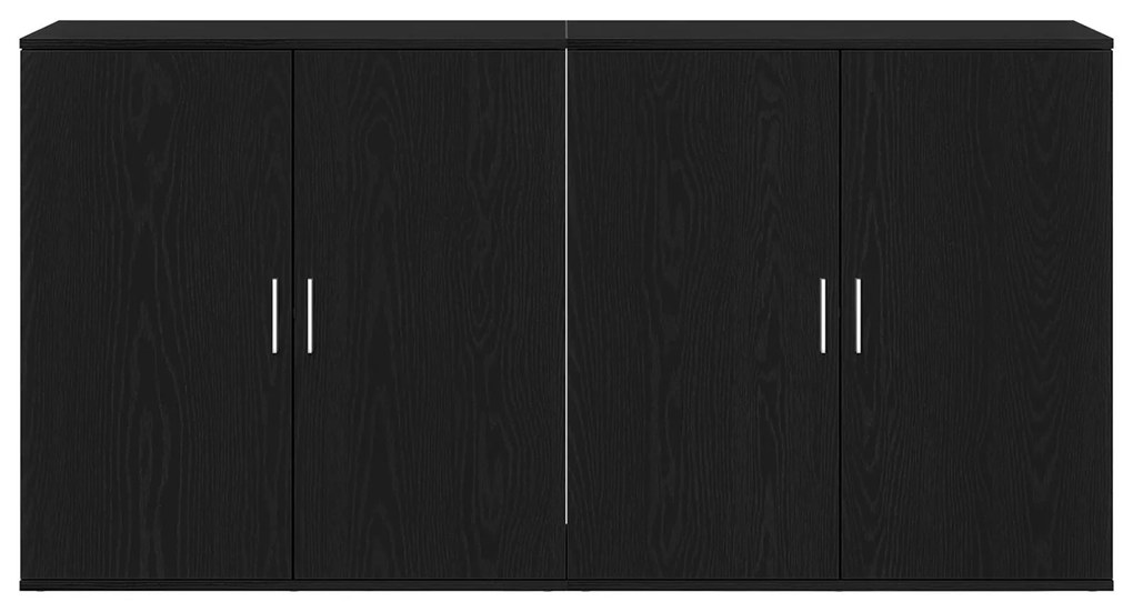 Buffets 2 pcs Carvalho Preto 79x38x80 cm Madeira de engenharia