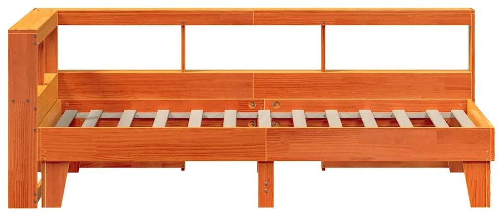 Cama com estante sem colchão 75x190cm pinho maciço castanho-mel