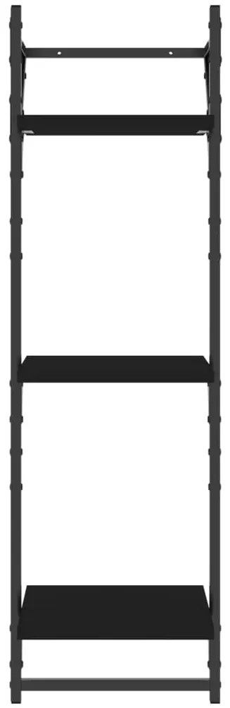 Estante 3 prateleiras parede c/ barras 2 pcs 30x25x100 cm preto
