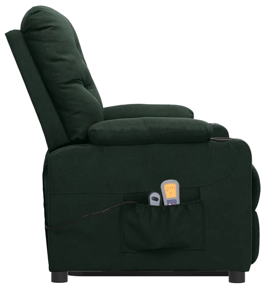 Poltrona elevatória de massagens tecido verde-escuro