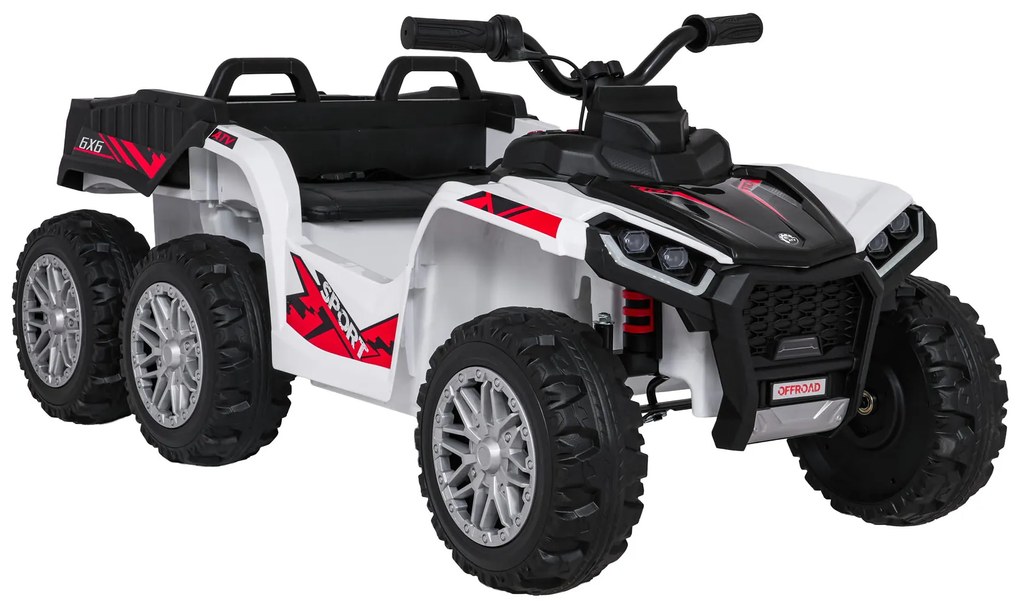 Moto 4 elétrica para crianças 12V 4x4 Sport TX ATV, Rodas Espuma EVA, assento couro ecológico Branca