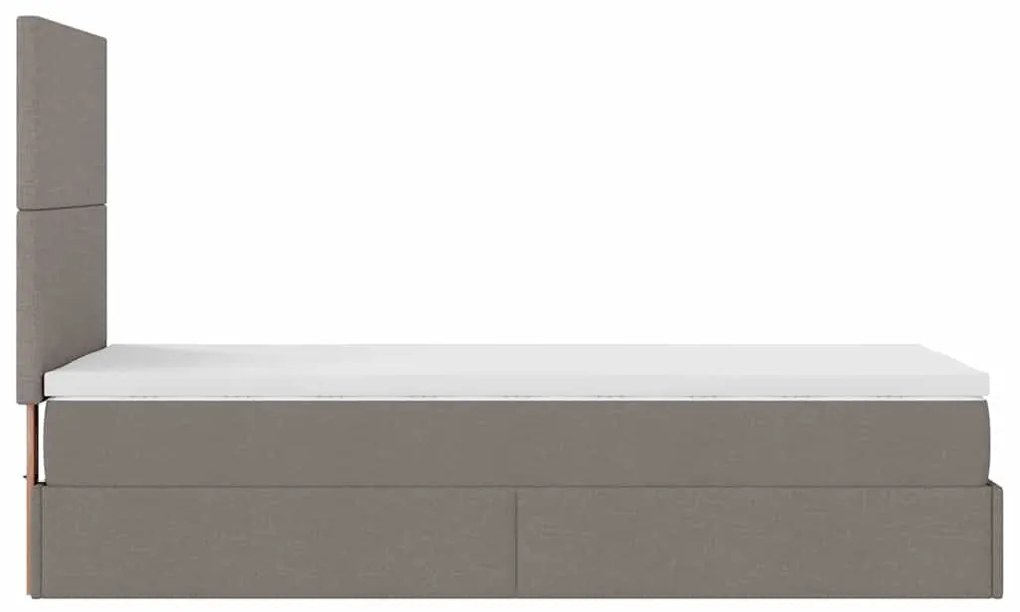 Cama otomana com colchão 100x200 cm tecido cinza