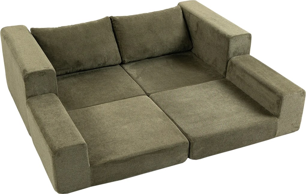 HOMCOM Sofá-Cama Conversível 2 Lugares 4 em 1, Sofá-Cama Comprimido em Chenille 208 cm com Assento Largo, 2 Almofadas, Verde | Aosom Portugal