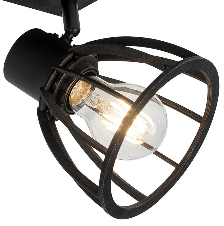 Luminária de teto industrial preta 2 luzes - Fotu Industrial