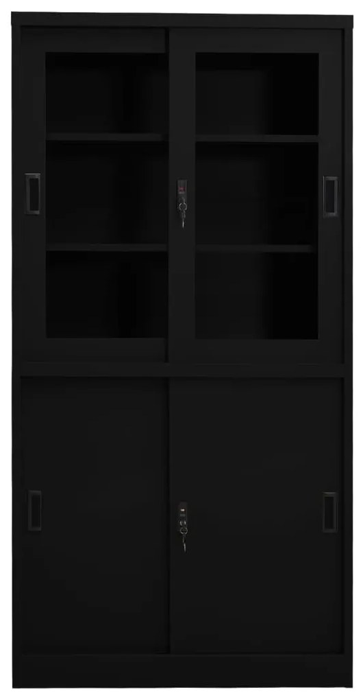 Armário de escritório c/ porta deslizante 90x40x180cm aço preto