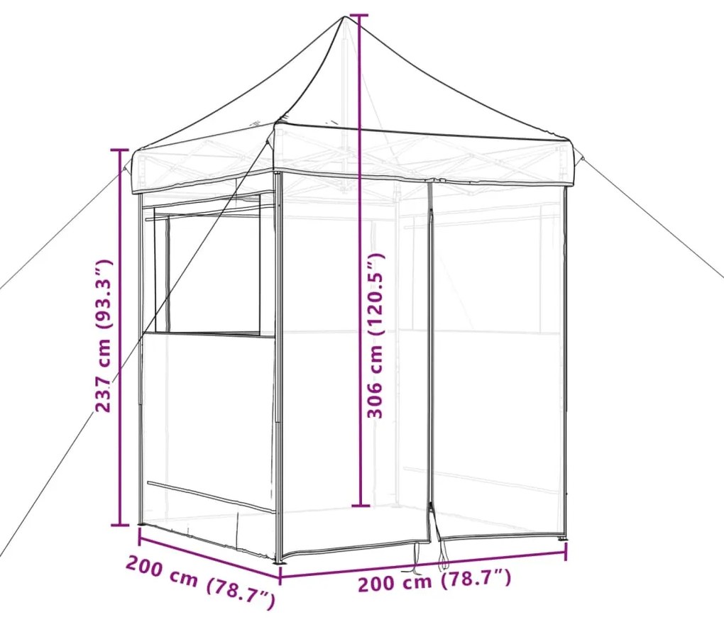 Tenda para festas pop-up dobrável com 4 paredes laterais bordô