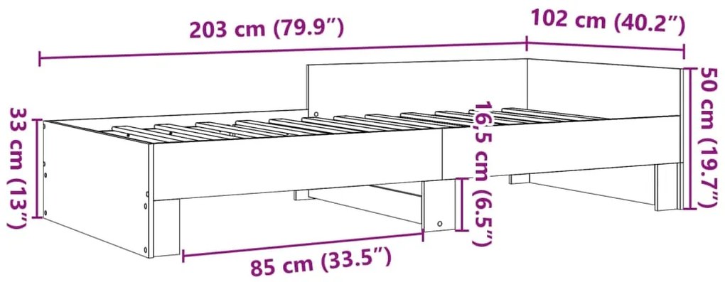 Estrutura cama s/ colchão derivados de madeira carvalho sonoma