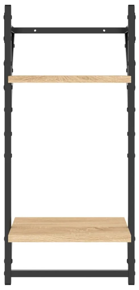 Estante 2 prateleiras c/ barras 2pcs 30x25x65cm carvalho sonoma