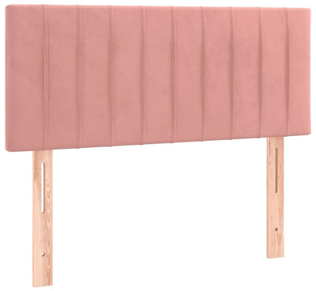 Cama box spring c/ colchão/LED 80x200 cm veludo rosa