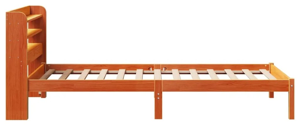 Estrutura cama c/ cabeceira 100x200cm pinho maciço castanho-mel