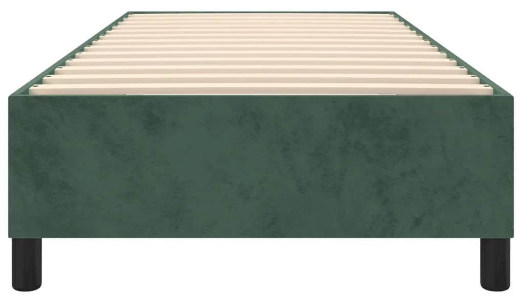 Estrutura de cama sem colchão 80x200 cm veludo verde-escuro