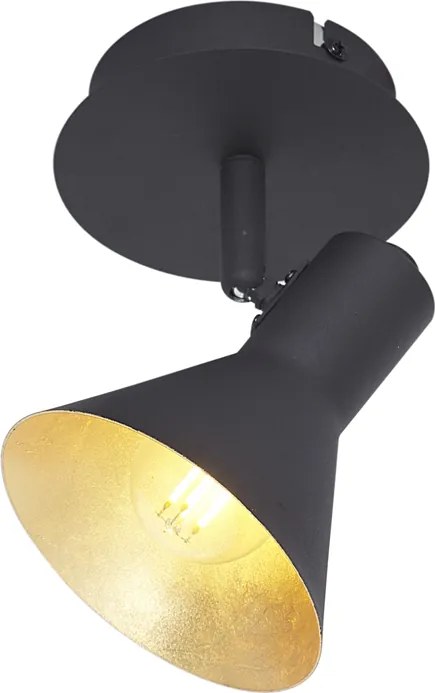 Foco moderno preto com dourado 1-luz - Magno
