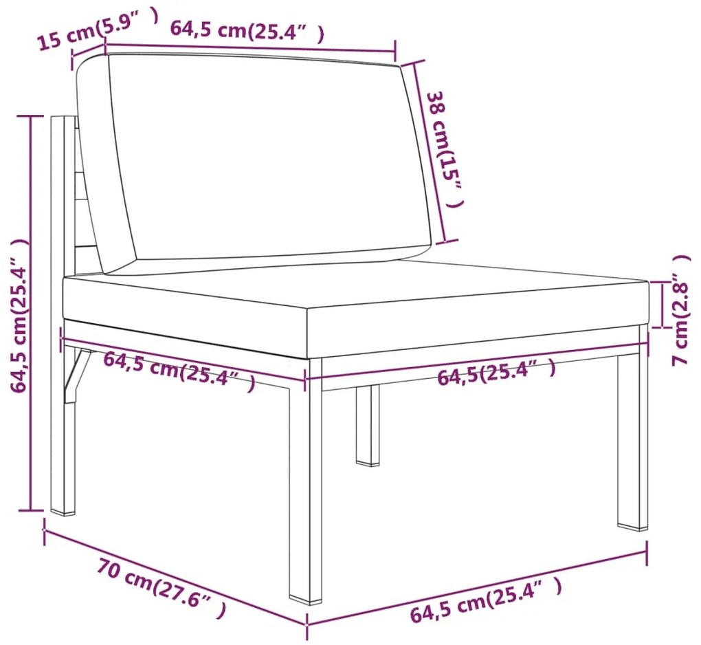 5 pcs conjunto lounge jardim com almofadões alumínio antracite