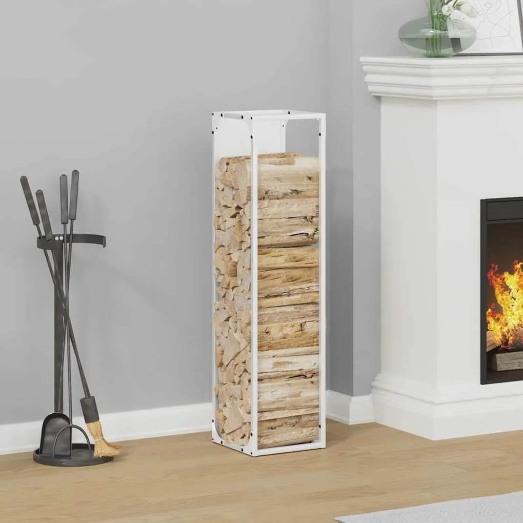 Suporte para lenha 25x25x100 cm aço laminado a frio branco
