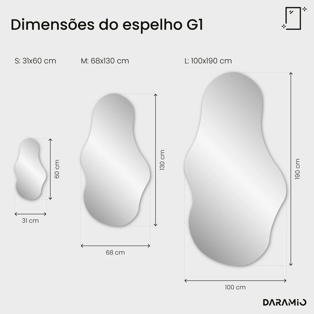 Espelho ondulado com luz G1