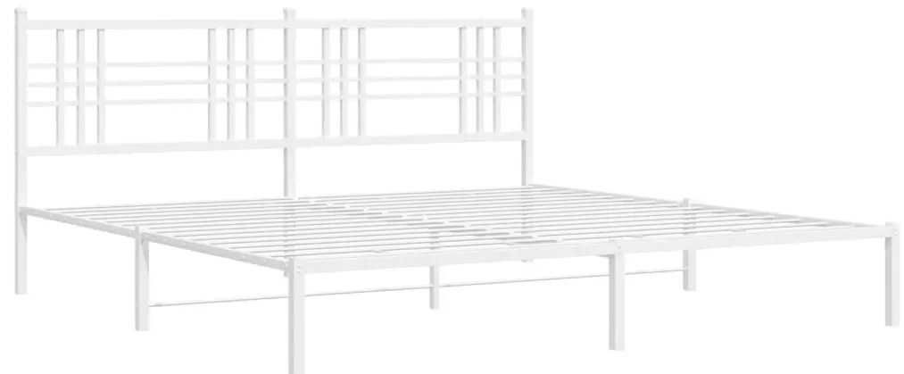 Estrutura de cama com cabeceira 200x200 cm metal branco