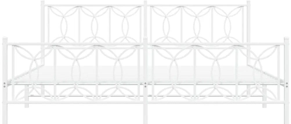 Estrutura de cama com cabeceira e pés 200x200 cm metal branco