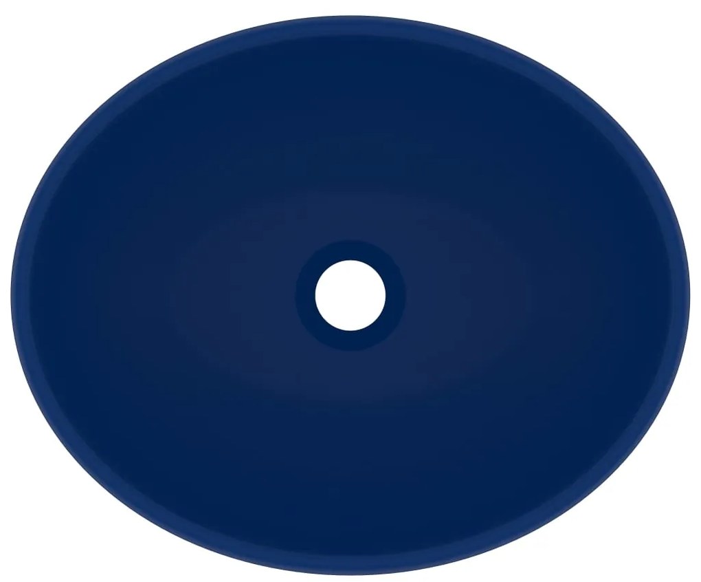 Lavatório luxuoso oval 40x33cm cerâmica azul-escuro mate