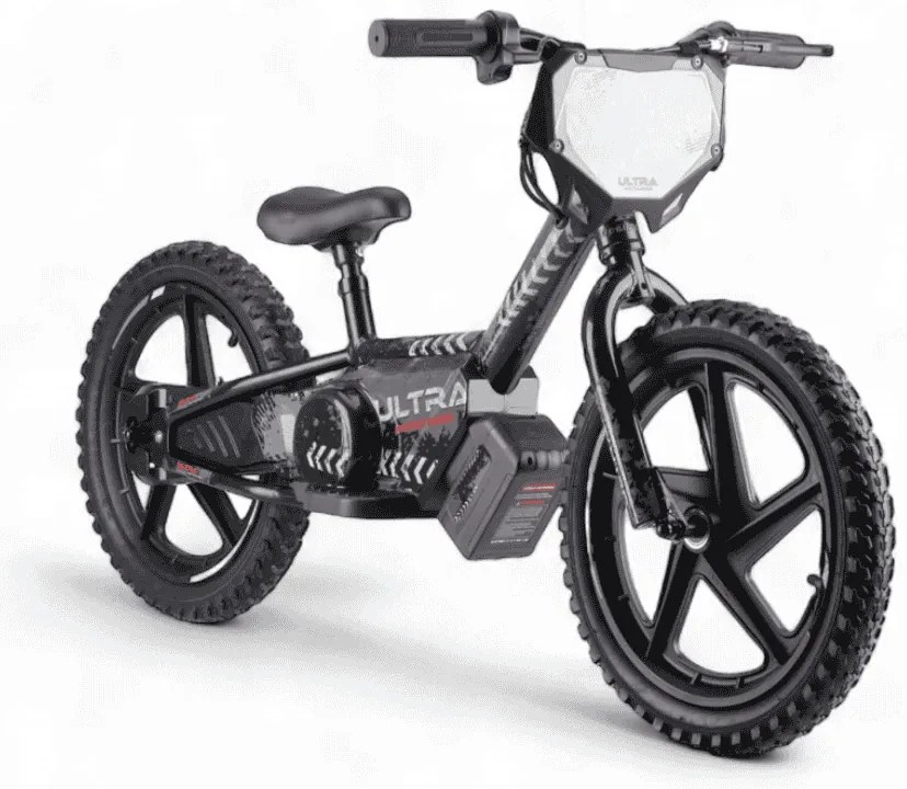 Bicicleta de equilíbrio elétrica de 24 volts com rodas de 16 polegadas, motor elétrico preta