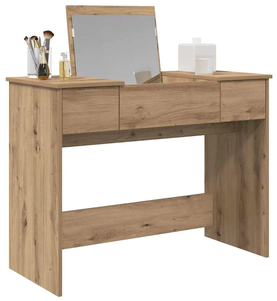 mesa de tocador com espelho Carvalho Artesanal 100x45x76 cm
