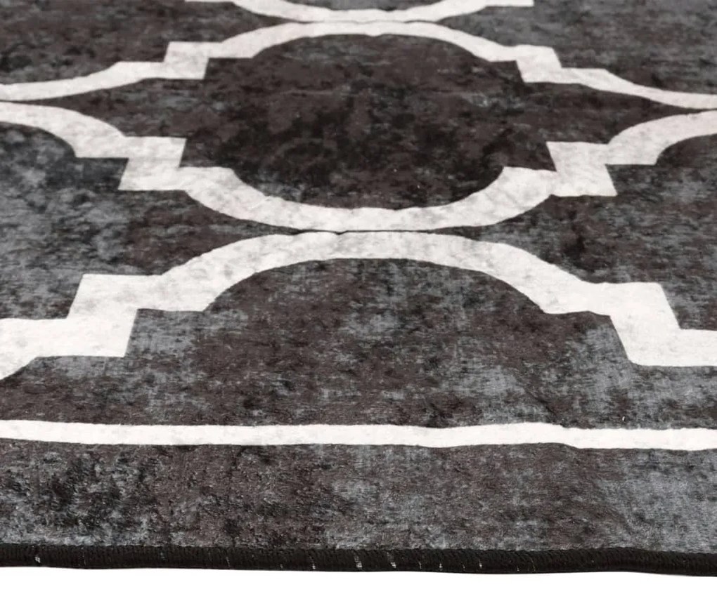 Tapete lavável antiderrapante 80x300 cm preto e branco