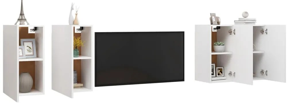 Móveis de TV 4 pcs 30,5x30x60 cm derivados de madeira branco