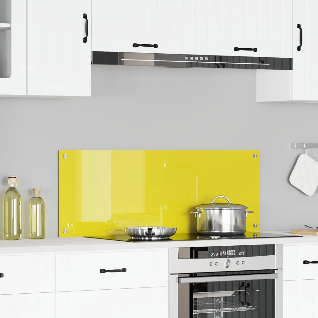 Balcão de Cozinha vidaXL Amarelo 110x40x0,6 cm em Vidro Temperado