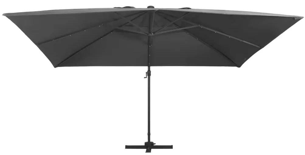 Guarda-sol cantilever c/ luzes LED e poste alumínio antracite