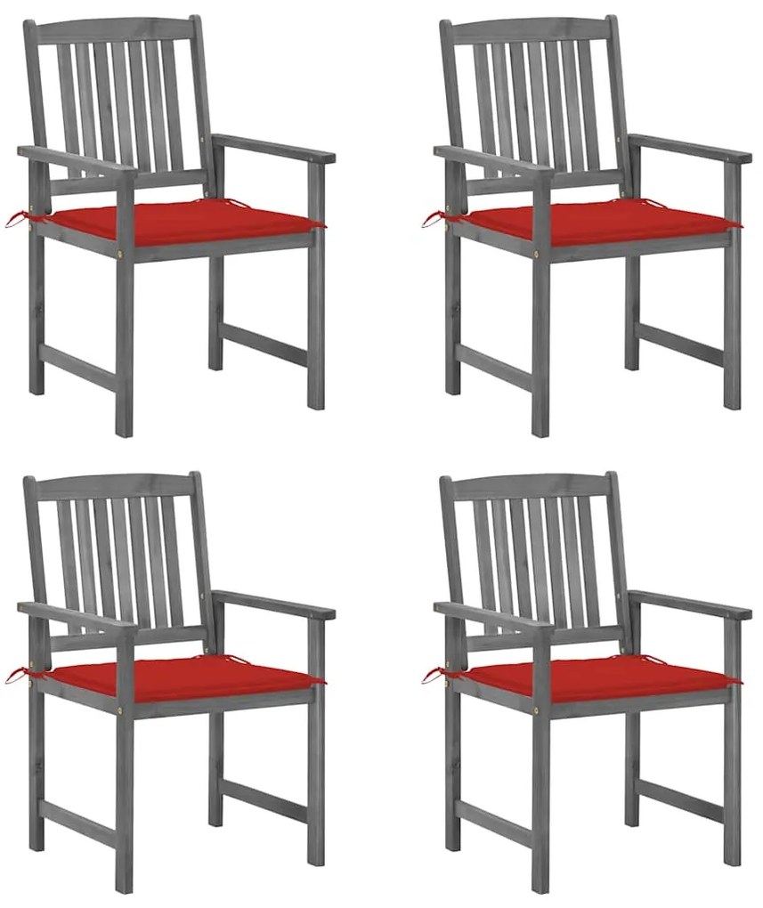 vidaXL Cadeiras de jardim com almofadões 4 pcs acácia maciça cinza