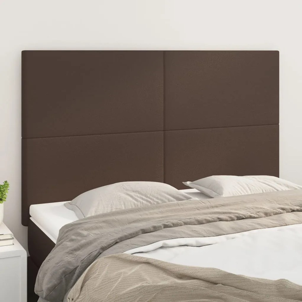 vidaXL Cabeceira de cama 4 pcs couro artificial 72x5x78/88 cm castanho